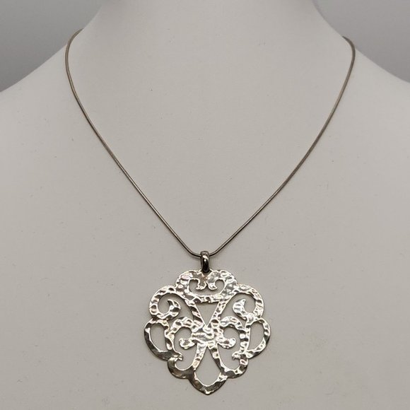 Silpada Eden Sterling Silver 925 Hammered Cut Out Pendant Necklace 18" + 2" - Picture 3 of 11